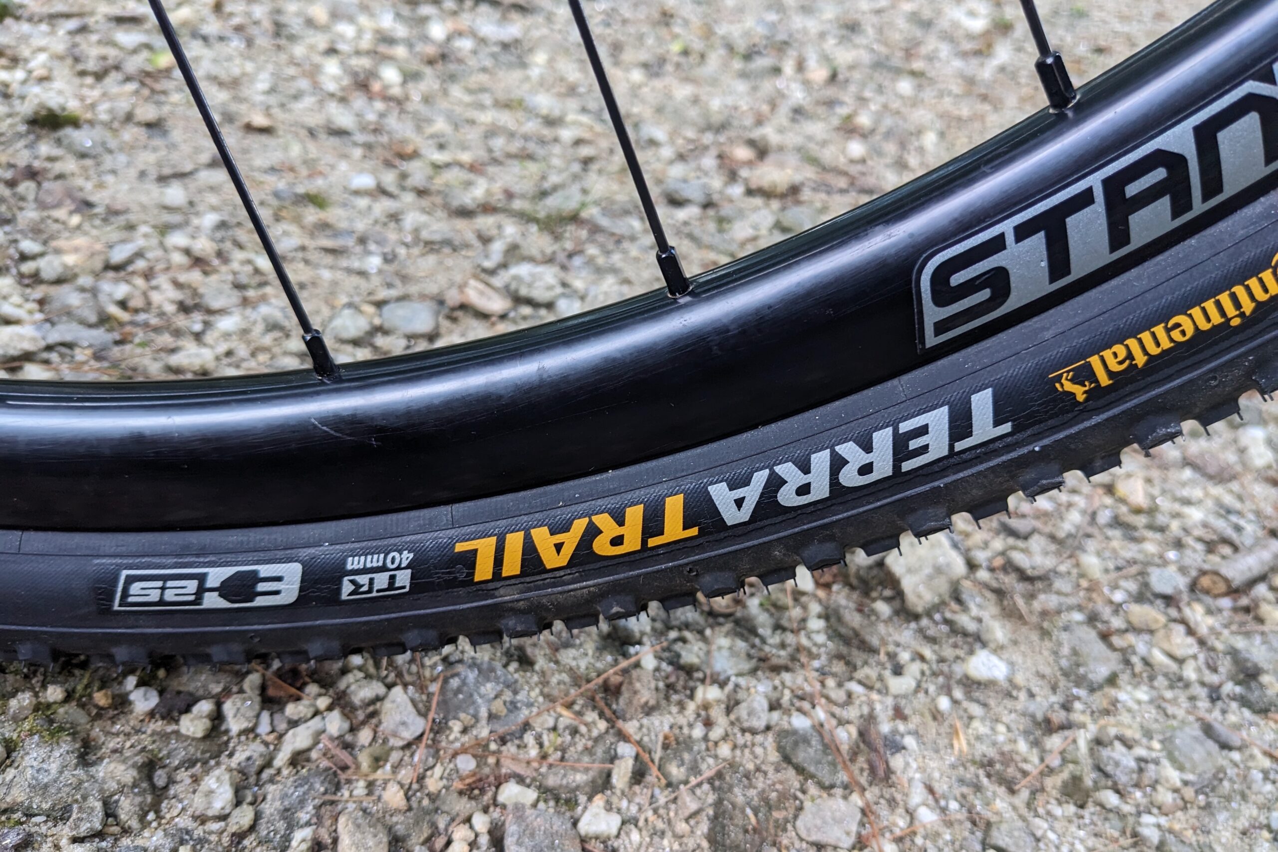 The hot patch on the side of a gravel bike tire